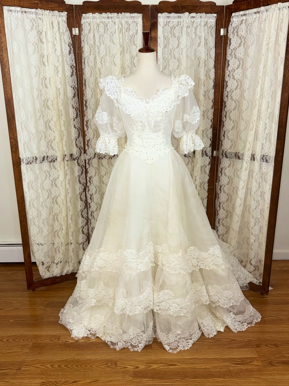Beautiful Vintage 1980s Mori Lee Prairie Wedding Gown